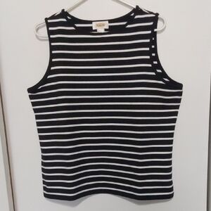 Talbots Classic Sleeveless Top Black and White Striped